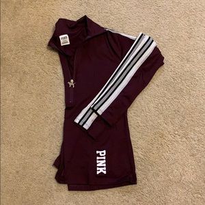 Maroon PINK quarter zip running top.